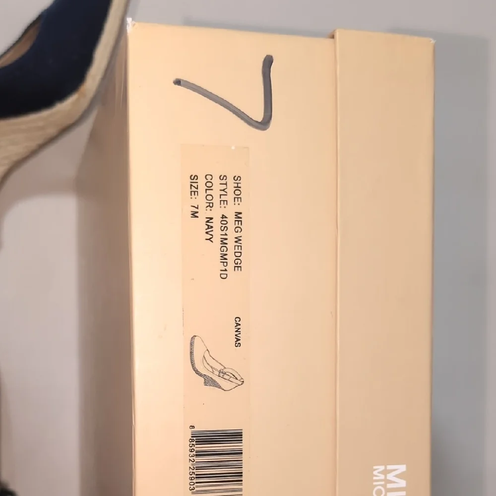 Michael Kors Meg Wedge Navy Canvas Espadrille Sandals Size‎ 7